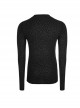 Black Jacquard Print Long Sleeves Tight Gothic T-Shirt