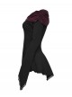 Off-Shoulder Wine Red Retro Boat Collar Front Chest Embroidered Flare Sleeve Lace Hem Black Gothic Knit T-Shirt