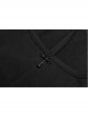 High Collar Front Chest Hollow-Out Knit Strip Open-Fork Horns Sleeve Leather Lace-Up Tassel Black Gothic T-Shirt