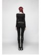 Front Chest Metal Ring Hasp Long Sleeve Hollow-Out Lace-Up Black Punk Knit T-Shirt