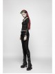 Front Chest Metal Ring Hasp Long Sleeve Hollow-Out Lace-Up Black Punk Knit T-Shirt