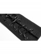 Front Chest Metal Ring Hasp Long Sleeve Hollow-Out Lace-Up Black Punk Knit T-Shirt