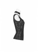 Dark Pattern Knit Metal Ring Choker Front Collar Fork Lace-Up Black Punk Vest