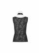 Dark Pattern Knit Metal Ring Choker Front Collar Fork Lace-Up Black Punk Vest