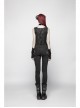 Dark Pattern Knit Metal Ring Choker Front Collar Fork Lace-Up Black Punk Vest
