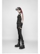 Dark Pattern Knit Metal Ring Choker Front Collar Fork Lace-Up Black Punk Vest