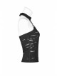 Black Broken Holes Metal Chain Halter Punk Knit Vest
