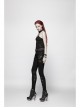 Black Broken Holes Metal Chain Halter Punk Knit Vest