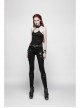 Black Broken Holes Metal Chain Halter Punk Knit Vest