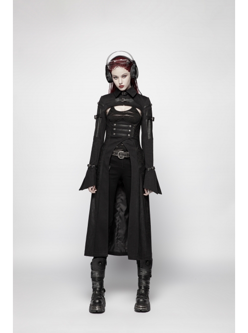 Black Broken Holes Metal Chain Halter Punk Knit Vest