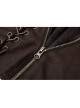 Leather Strap Front Chest Lace-Up Side Metal Zipper Brown Punk Short Vest
