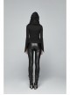 Broken Holes Flare Sleeve Irregular Sharp Corners Hem Black Punk Hooded Knit T-Shirt