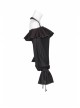 Front Chest Frill Lantern Sleeves Lace-Up Black Punk Halter Handmade Inkjet Blouse