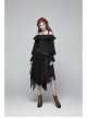 Front Chest Frill Lantern Sleeves Lace-Up Black Punk Halter Handmade Inkjet Blouse
