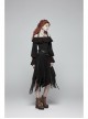 Front Chest Frill Lantern Sleeves Lace-Up Black Punk Halter Handmade Inkjet Blouse