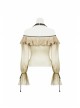 Front Chest Frill Lantern Sleeves Lace-Up White Punk Halter Handmade Inkjet Blouse