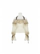 Front Chest Frill Lantern Sleeves Lace-Up White Punk Halter Handmade Inkjet Blouse