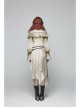 Front Chest Frill Lantern Sleeves Lace-Up White Punk Halter Handmade Inkjet Blouse