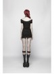 Rivet Knit Strap Collar Metal Zipper Short Sleeves Black Punk T-Shirt