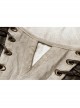Boat Neck Small Bubble Sleeve Front Splice Brown Pattern Knit Leather Lace-Up White Punk Knit T-Shirt