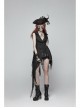 Boat Neck Small Bubble Sleeve Front Splice Brown Pattern Knit Leather Lace-Up White Punk Knit T-Shirt