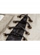 Boat Neck Small Bubble Sleeve Front Splice Brown Pattern Knit Leather Lace-Up White Punk Knit T-Shirt
