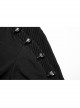 Shoulder Braided Belt Long Sleeves Side Lace-Up Irregular Sharp Corner Hem Black Punk Hooded Knit T-Shirt