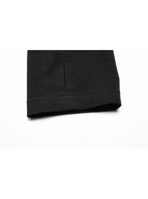 Shoulder Braided Belt Long Sleeves Side Lace-Up Irregular Sharp Corner Hem Black Punk Hooded Knit T-Shirt