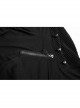 Shoulder Braided Belt Long Sleeves Side Lace-Up Irregular Sharp Corner Hem Black Punk Hooded Knit T-Shirt
