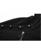 Shoulder Braided Belt Long Sleeves Side Lace-Up Irregular Sharp Corner Hem Black Punk Hooded Knit T-Shirt