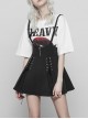 Steam Punk Female Black High Waist Bandage Zipper Braces Skirt