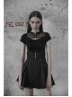 Steam Punk Female Black High Waist Bandage Zipper Braces Skirt