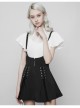 Steam Punk Female Black High Waist Bandage Zipper Braces Skirt