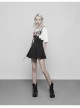 Steam Punk Female Black High Waist Bandage Zipper Braces Skirt