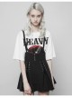 Steam Punk Female Black High Waist Bandage Zipper Braces Skirt