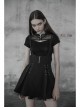 Steam Punk Female Black High Waist Bandage Zipper Braces Skirt
