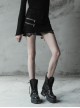 Steam Punk Female Black Elastic Lace Hem Metal Zipper Skirt