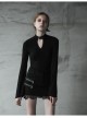 Steam Punk Female Black Elastic Lace Hem Metal Zipper Skirt