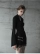 Steam Punk Female Black Elastic Lace Hem Metal Zipper Skirt