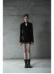 Steam Punk Female Black Elastic Lace Hem Metal Zipper Skirt