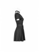Gothic Female Casual Black Stitching V-neck High Waist Belt Dress