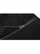 High Collar Front Chest Hollow-Out Irregular Pleats Splice Broken Holes Knit Long Sleeve Slit Hem Black Punk T-Shirt