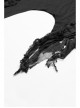 Lace-Up High Collar Splice Broken Holes Knit Long Sleeve Irregular Sharp Corner Hem Black Punk Tight T-Shirt