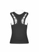 V-Neck Back Metal Eyelets Lace-Up Black Punk Fine Rib Tight Vest