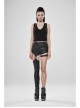 V-Neck Back Metal Eyelets Lace-Up Black Punk Fine Rib Tight Vest