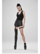 V-Neck Back Metal Eyelets Lace-Up Black Punk Fine Rib Tight Vest