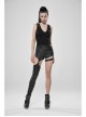 V-Neck Back Metal Eyelets Lace-Up Black Punk Fine Rib Tight Vest