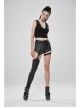V-Neck Back Metal Eyelets Lace-Up Black Punk Fine Rib Tight Vest