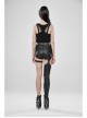 V-Neck Back Metal Eyelets Lace-Up Black Punk Fine Rib Tight Vest