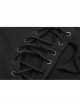 V-Neck Back Metal Eyelets Lace-Up Black Punk Fine Rib Tight Vest